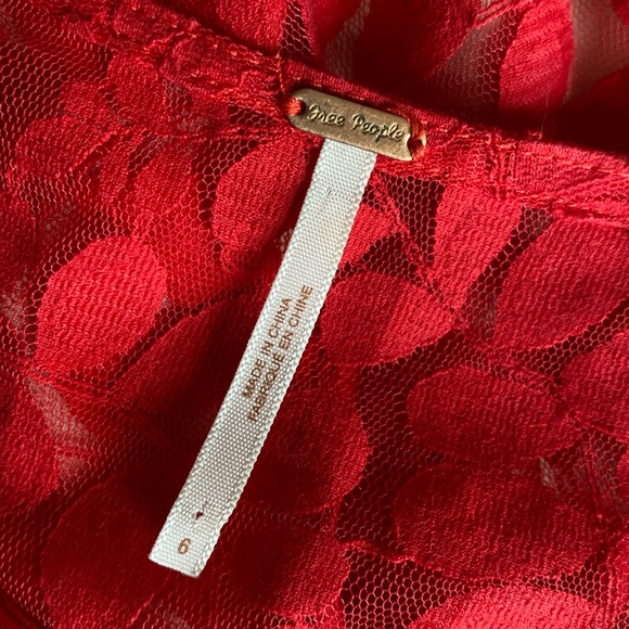 Free People, size 6, red floral mesh lace, fit and flare dress - Picture 5 of 13